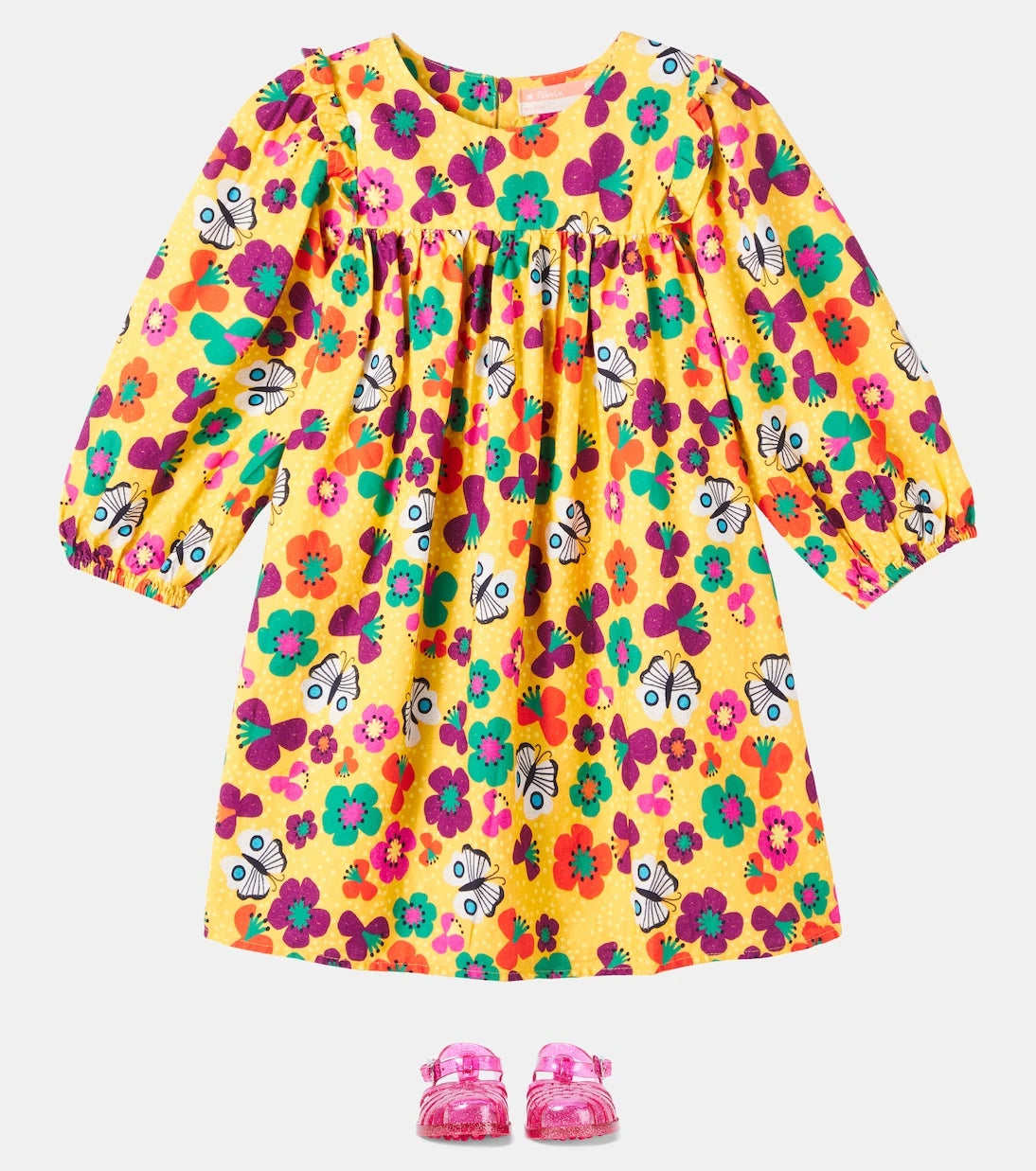 Fábula - Printed ruffle-trimmed cotton dress