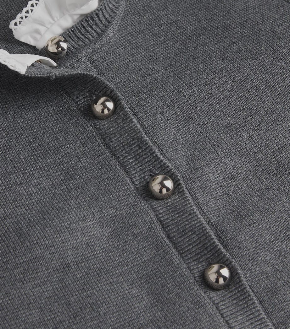 Sandro Paris Black Ruffled-Collar Cardigan