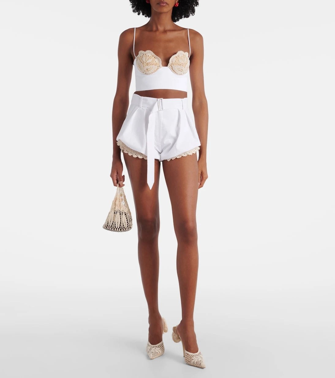 Magda Butrym - Crochet-trimmed cotton-blend shorts