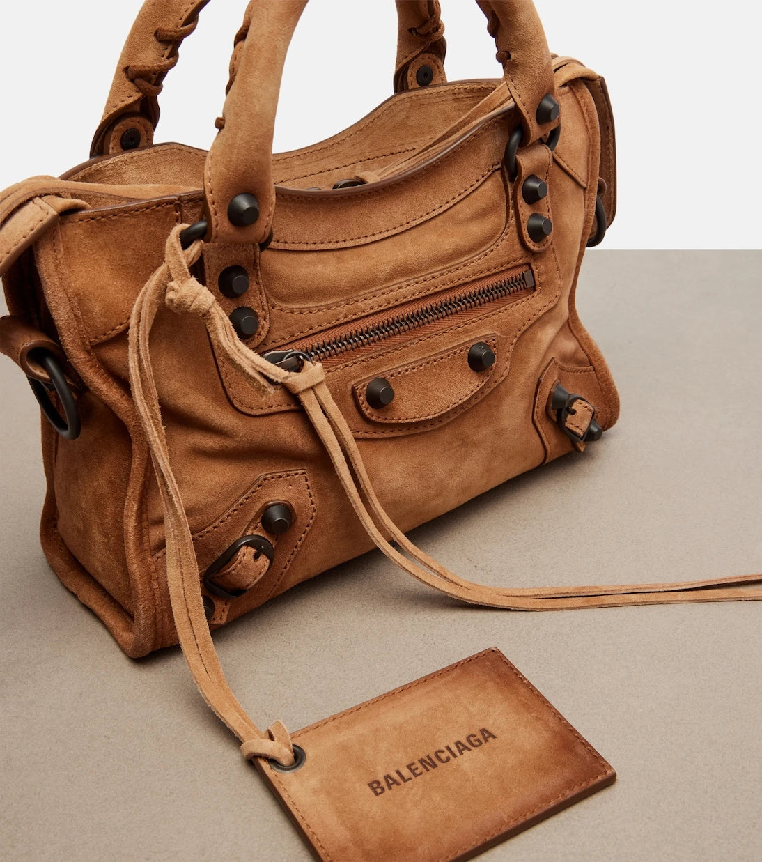Balenciaga - Le City Mini suede top-handle bag
