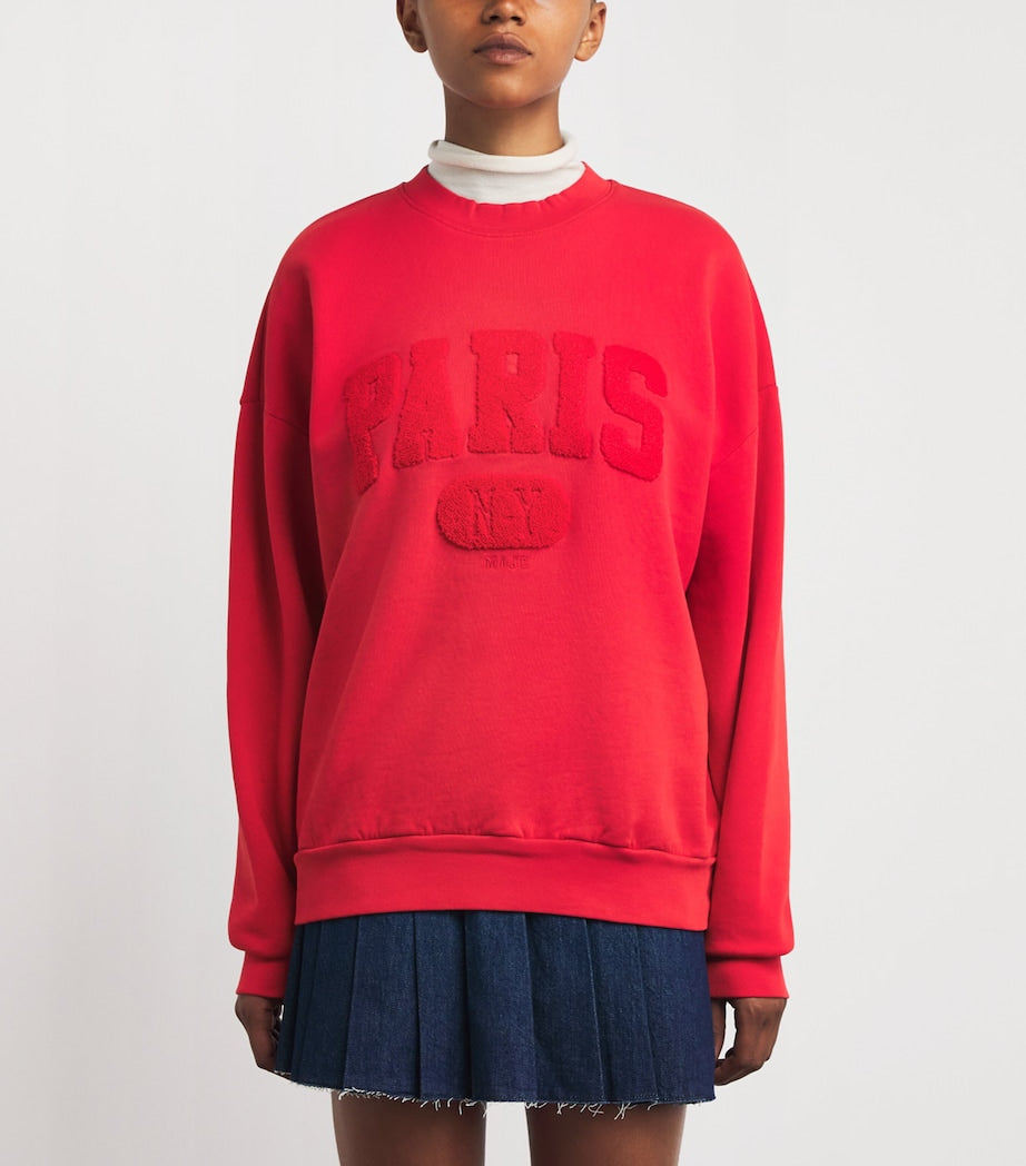 Red Cotton Paris Graphic Sweatshirt