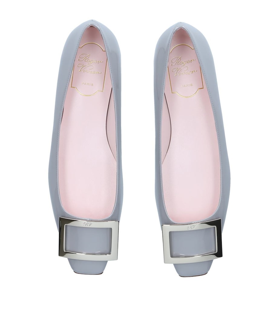 Roger Vivier Grey Patent Leather Trompette Ballet Flats