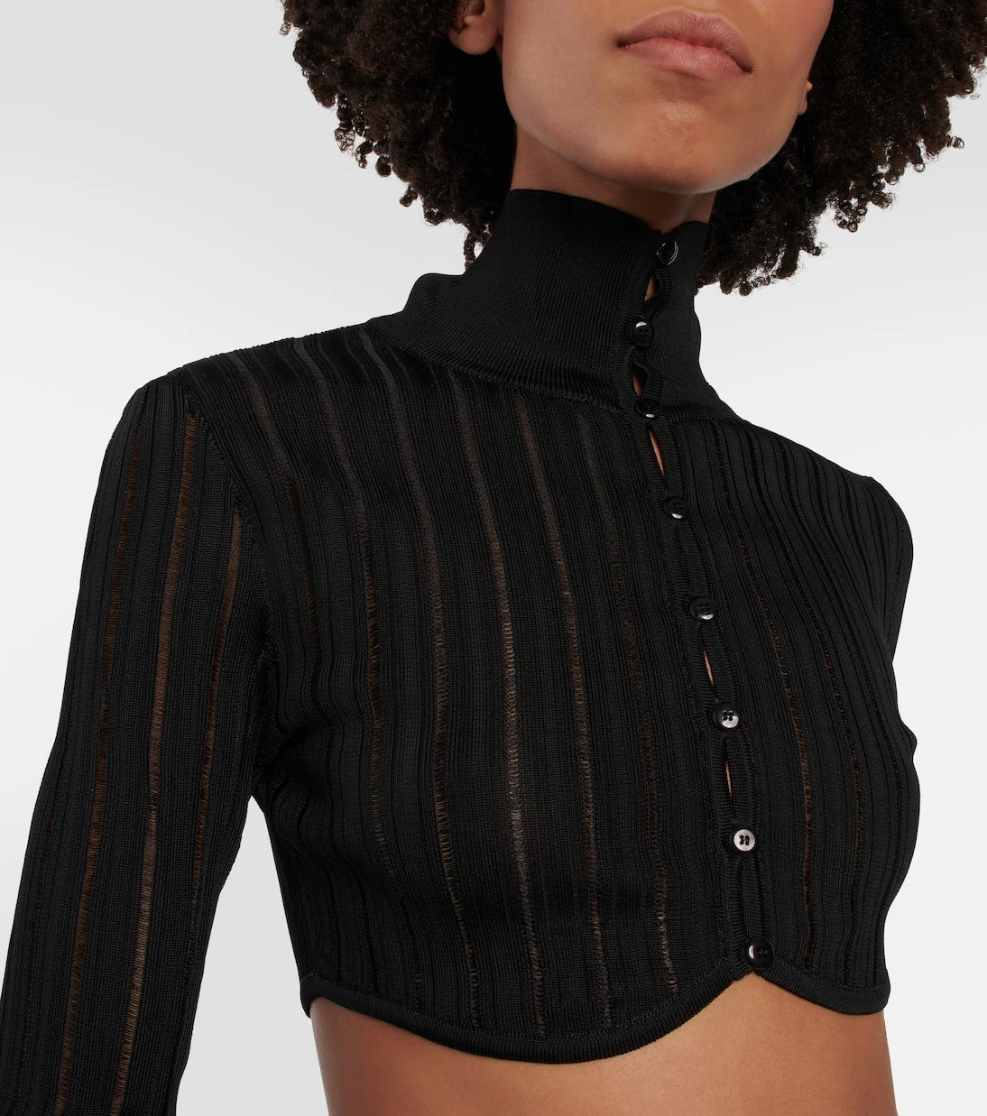 Alaïa - Ribbed-knit cropped cardigan