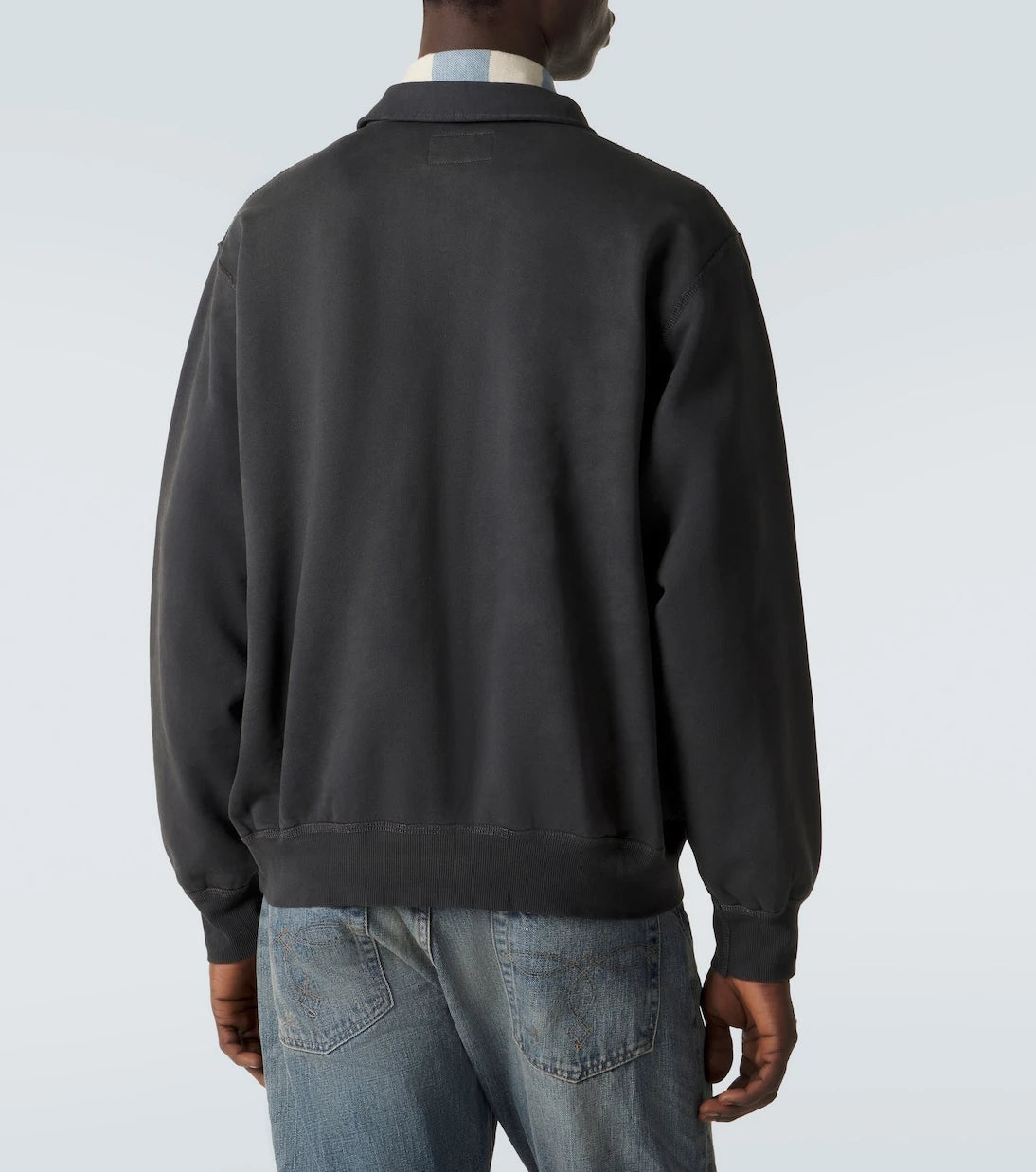 RRL - سويت شيرت قطني بنصف سحاب