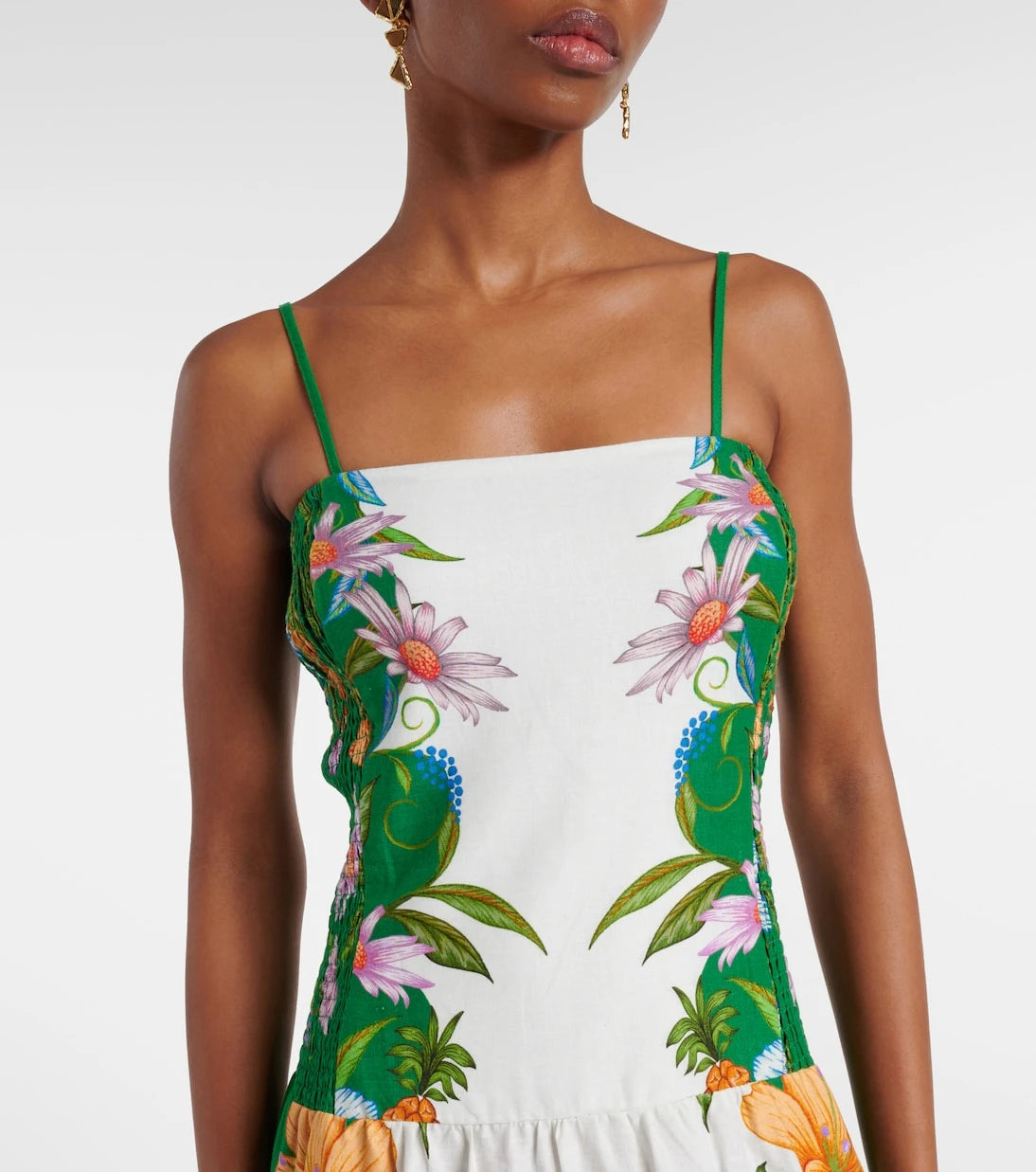 Farm Rio - Sweet Bloom linen-blend midi dress