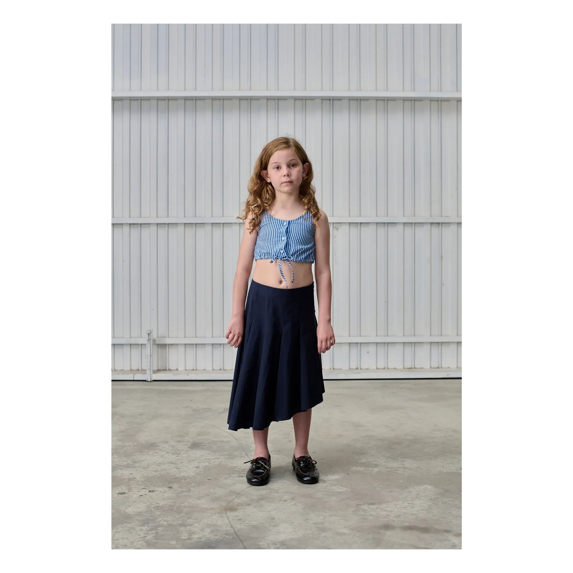 Tangerine - Asymmetrical Pleated Skirt | Navy blue