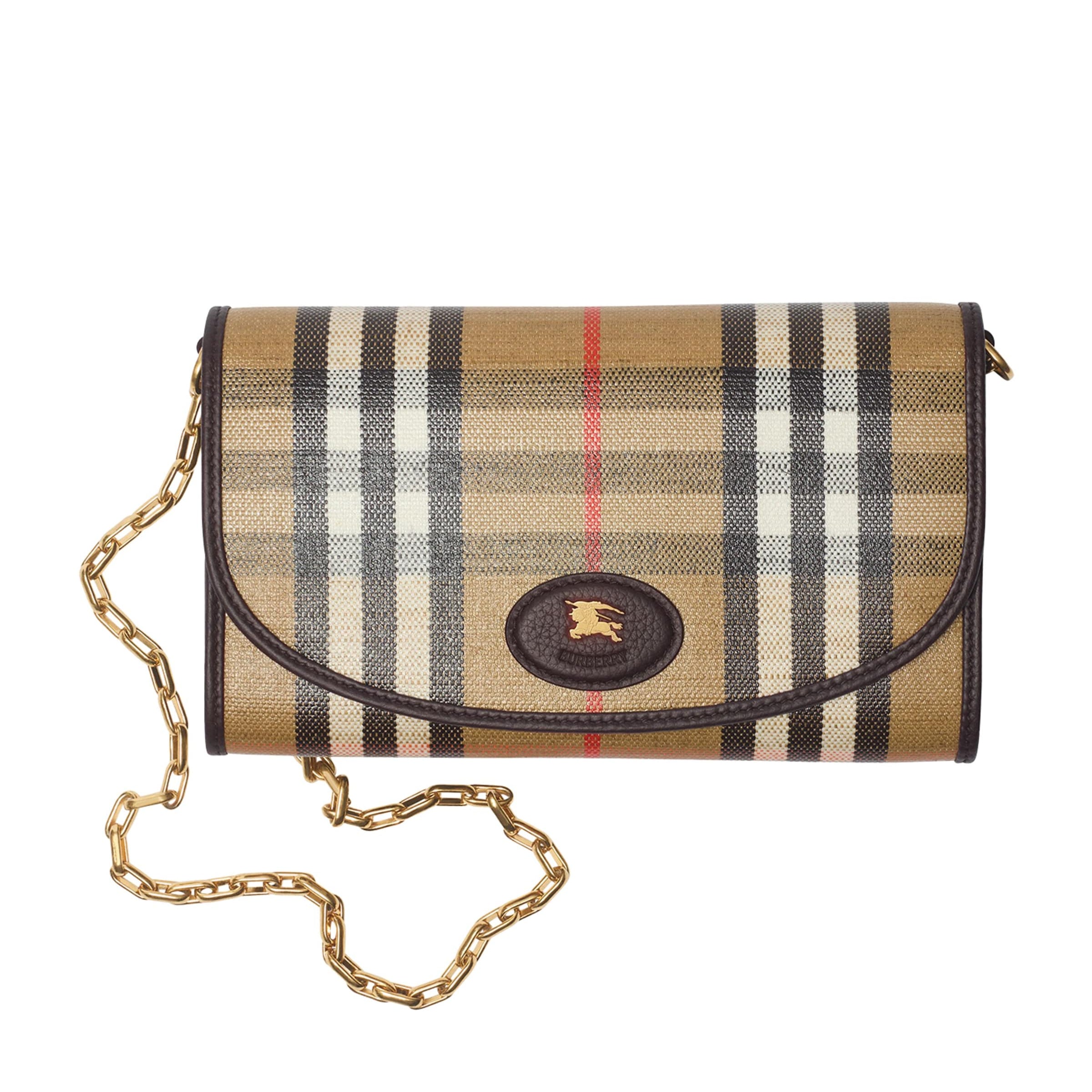 Beige Check Chain Wallet