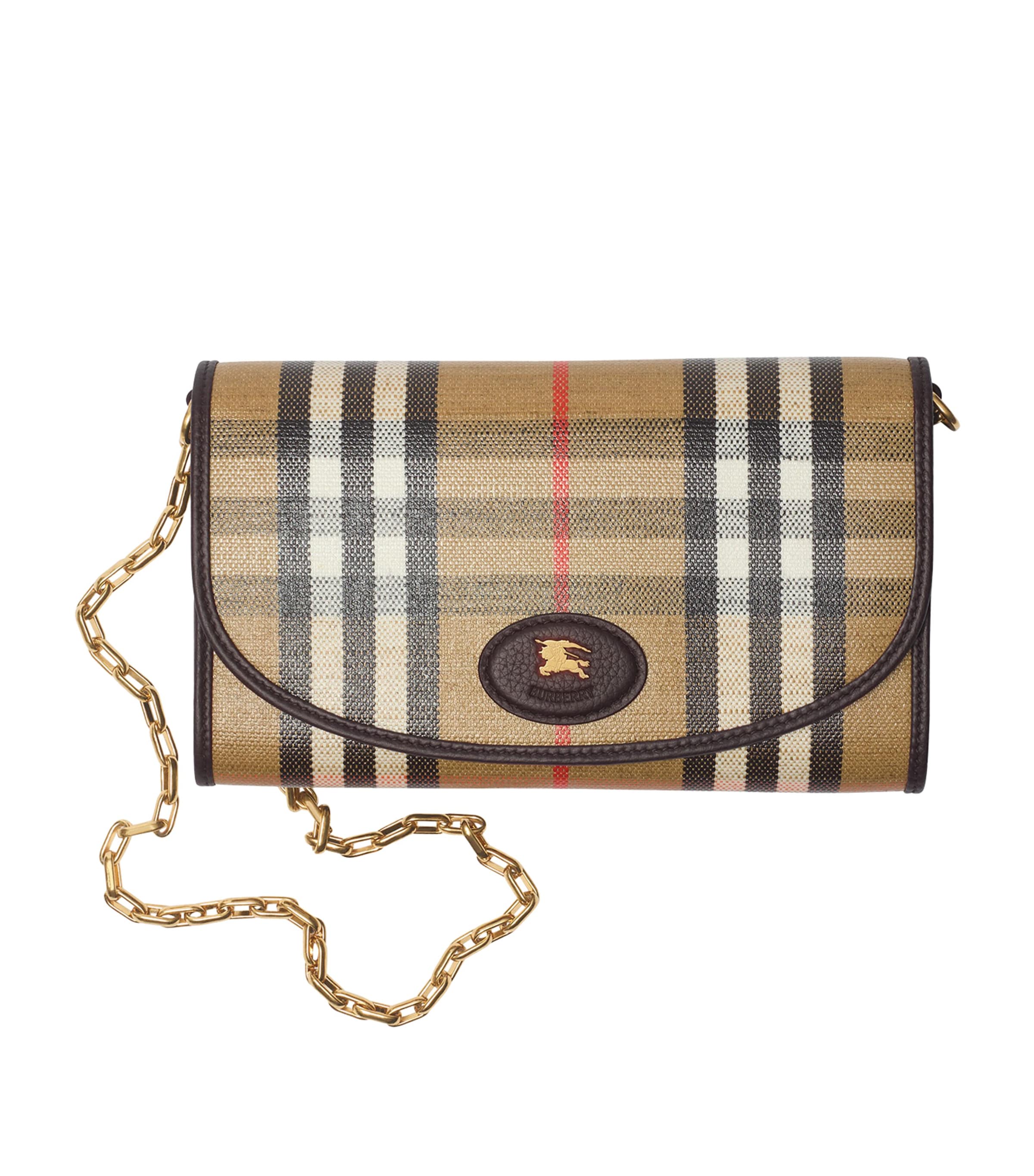 Beige Check Chain Wallet