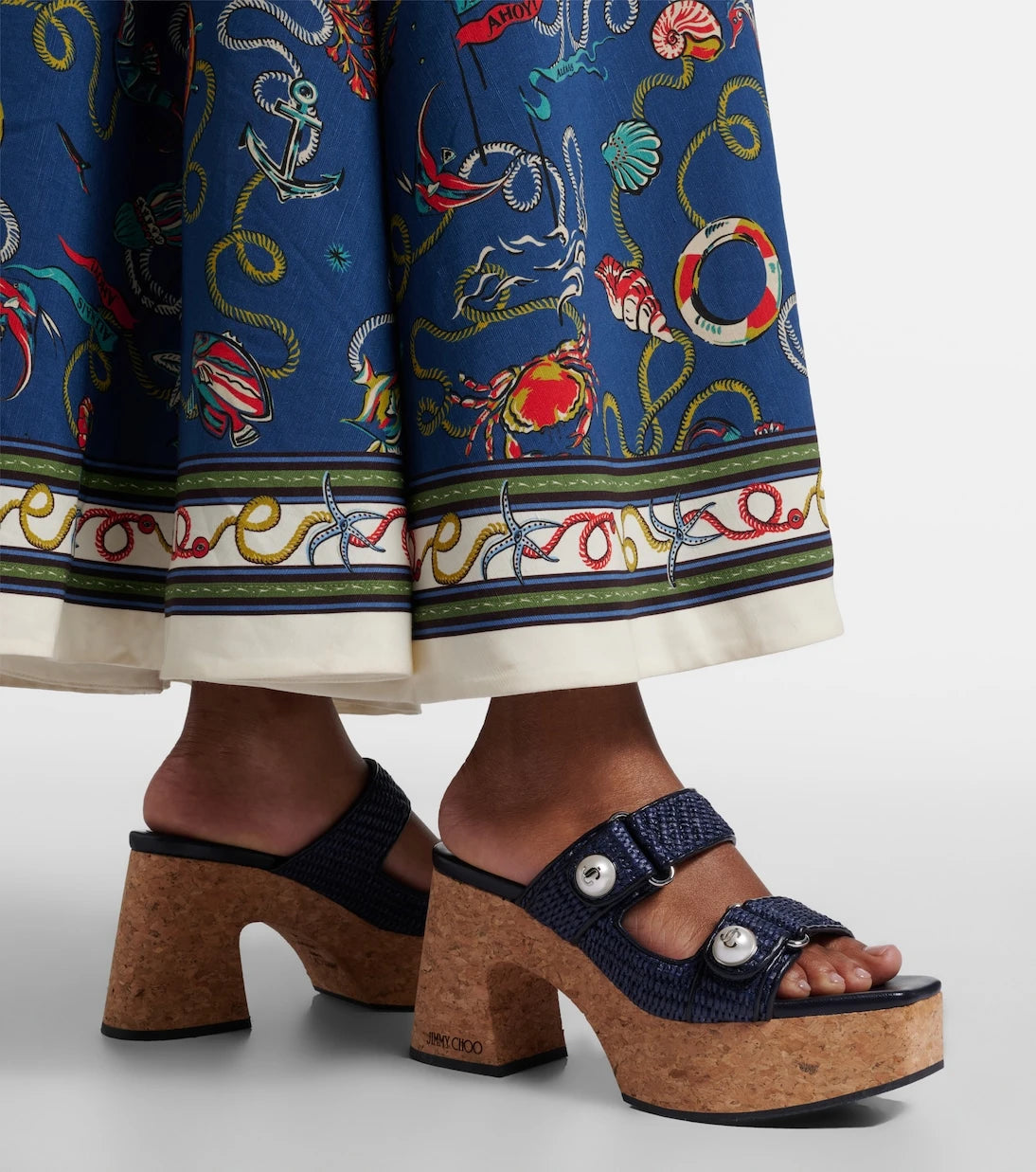 Jimmy Choo - Fayence raffia-effect platform sandals