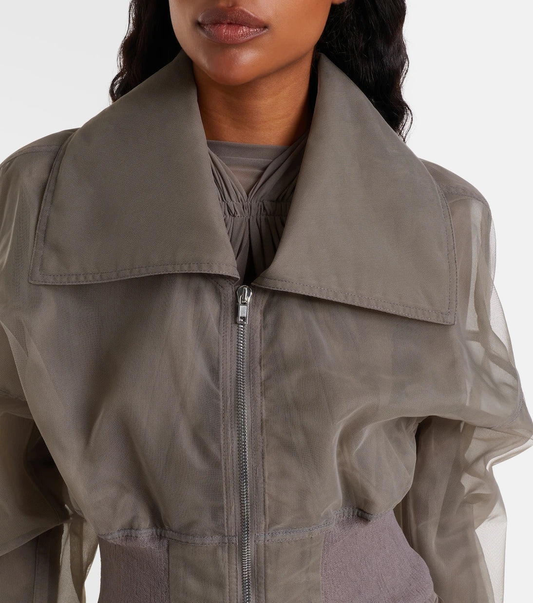 Rick Owens - Dracucollar tulle and organza bomber jacket