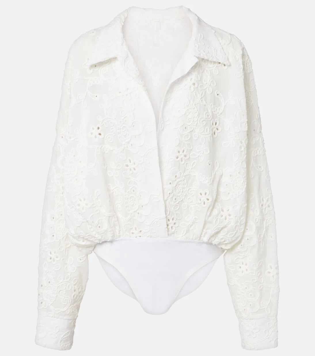 Norma Kamali - Oversized broderie anglaise cotton bodysuit
