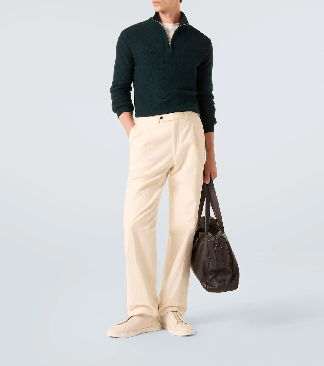 Zegna - كنزة كشمير بسحاب نصفي