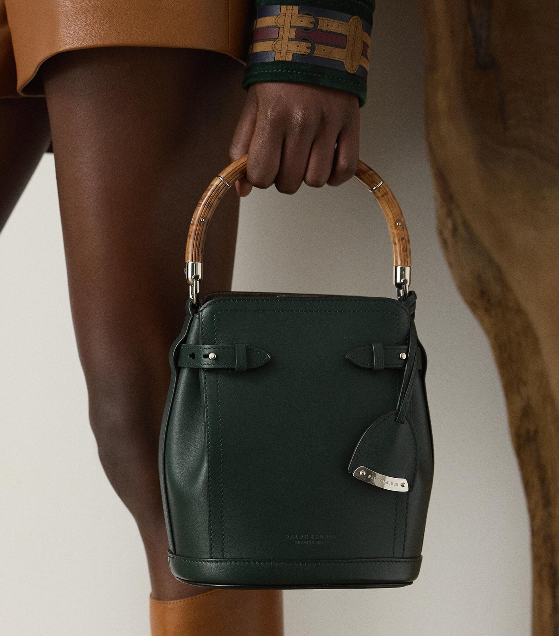 Ralph Lauren Collection Green Small Leather The Ralph Bucket Bag