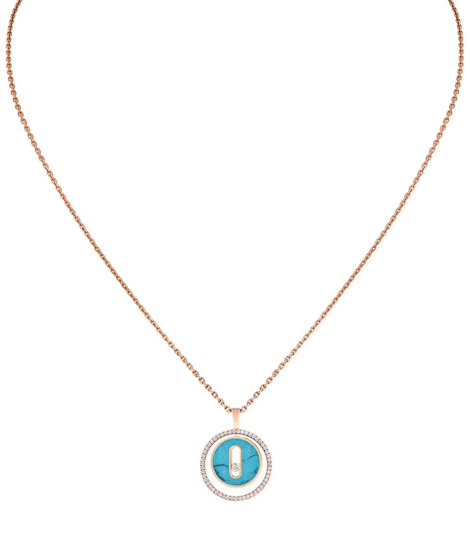 Rose Gold, Diamond and Turquoise Lucky Move Necklace