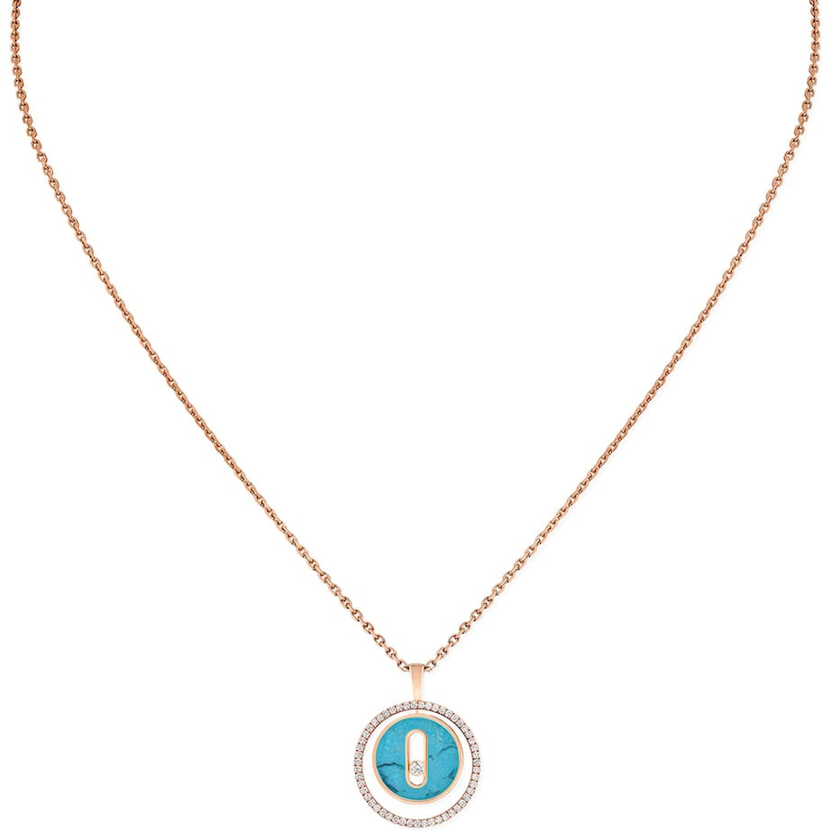 Rose Gold, Diamond and Turquoise Lucky Move Necklace