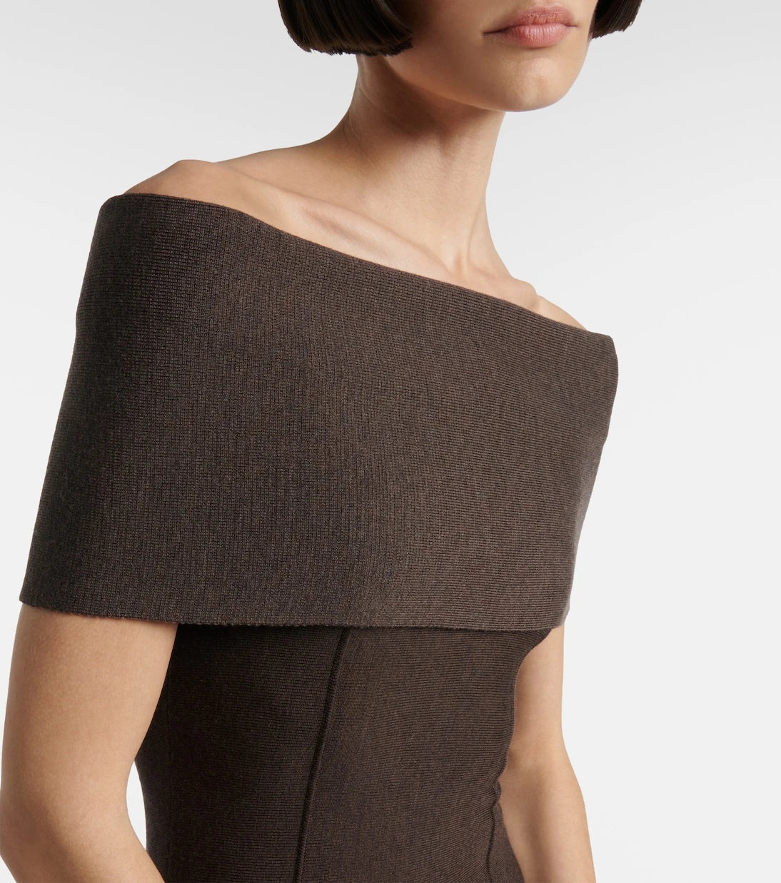 Khaite - Ava off-shoulder wool-blend maxi dress