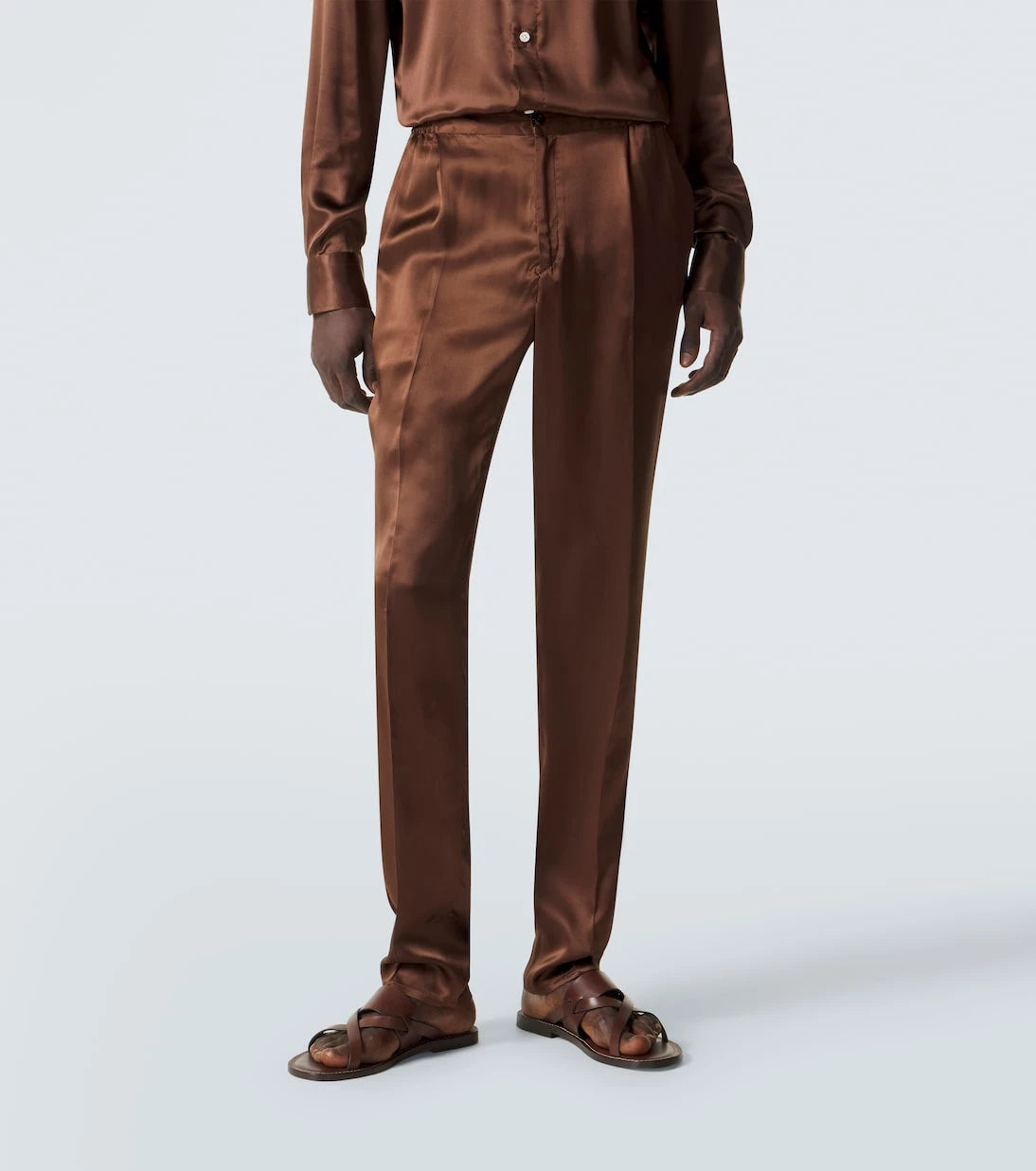 Rubinacci - Reversible silk straight pants