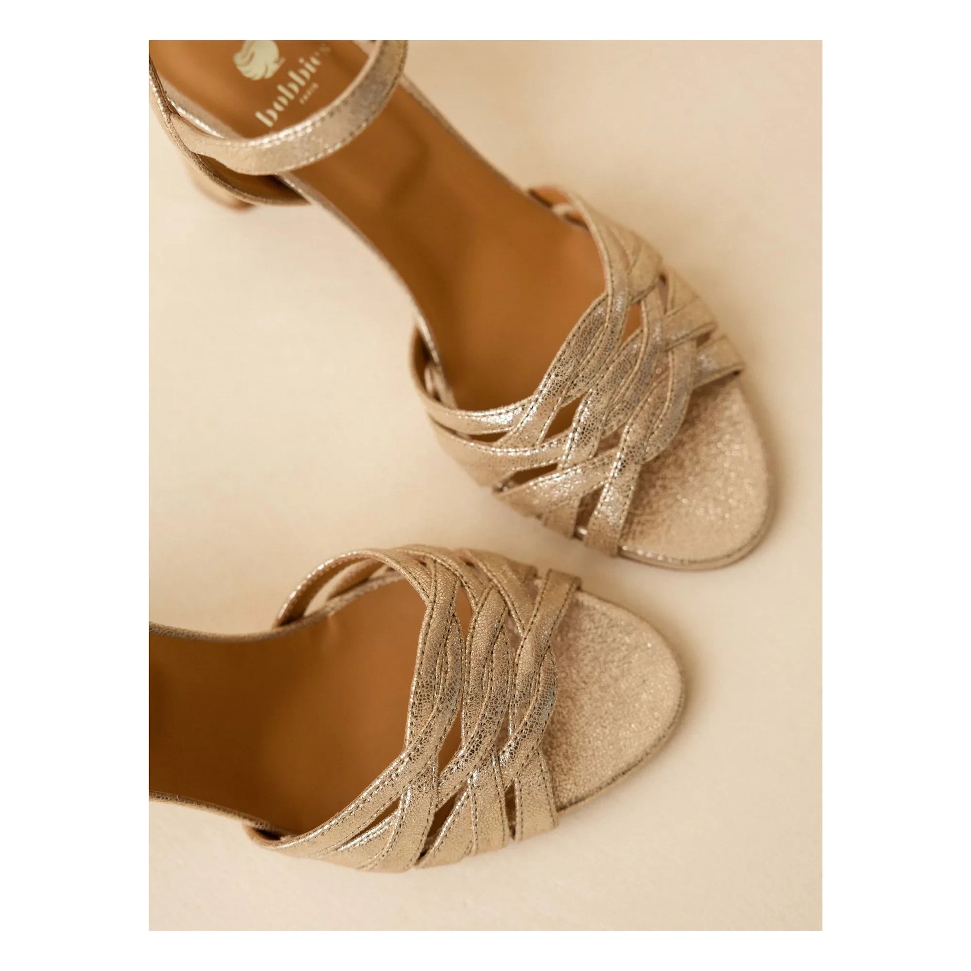 Bobbies - Loren Sandals Lamé Leather | Champagne