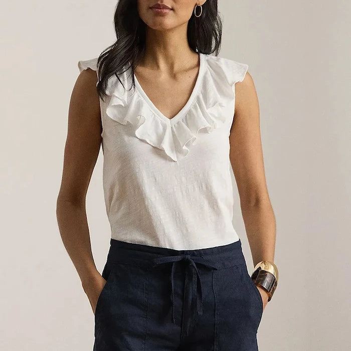 Lauren Ralph Lauren Volanlı Kadın Pamuk Bluz
