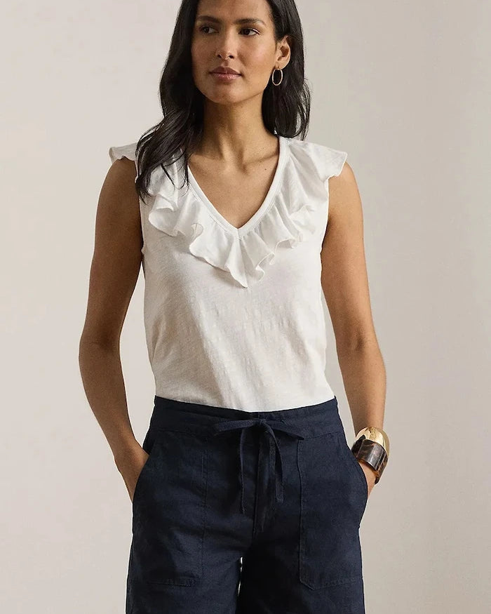 Lauren Ralph Lauren Volanlı Kadın Pamuk Bluz
