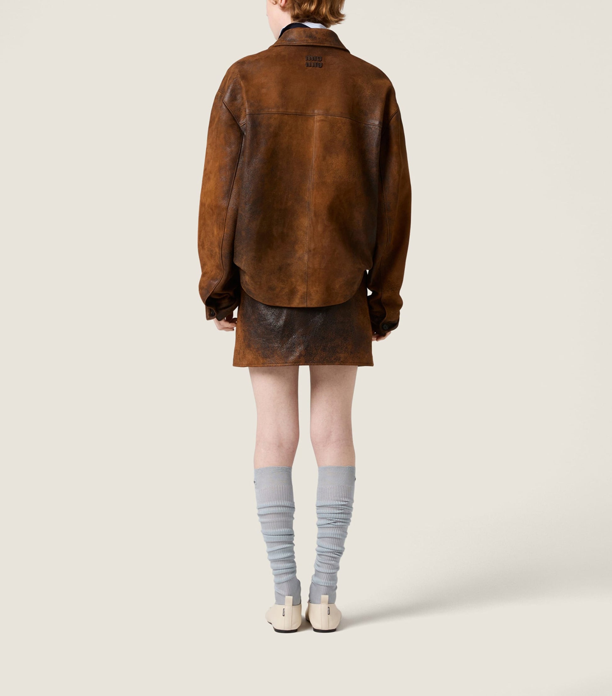 Miu Miu Brown Waxed Suede Mini Skirt