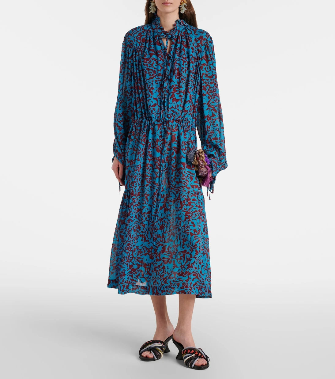 Dries Van Noten - Printed ruffled shirt dress