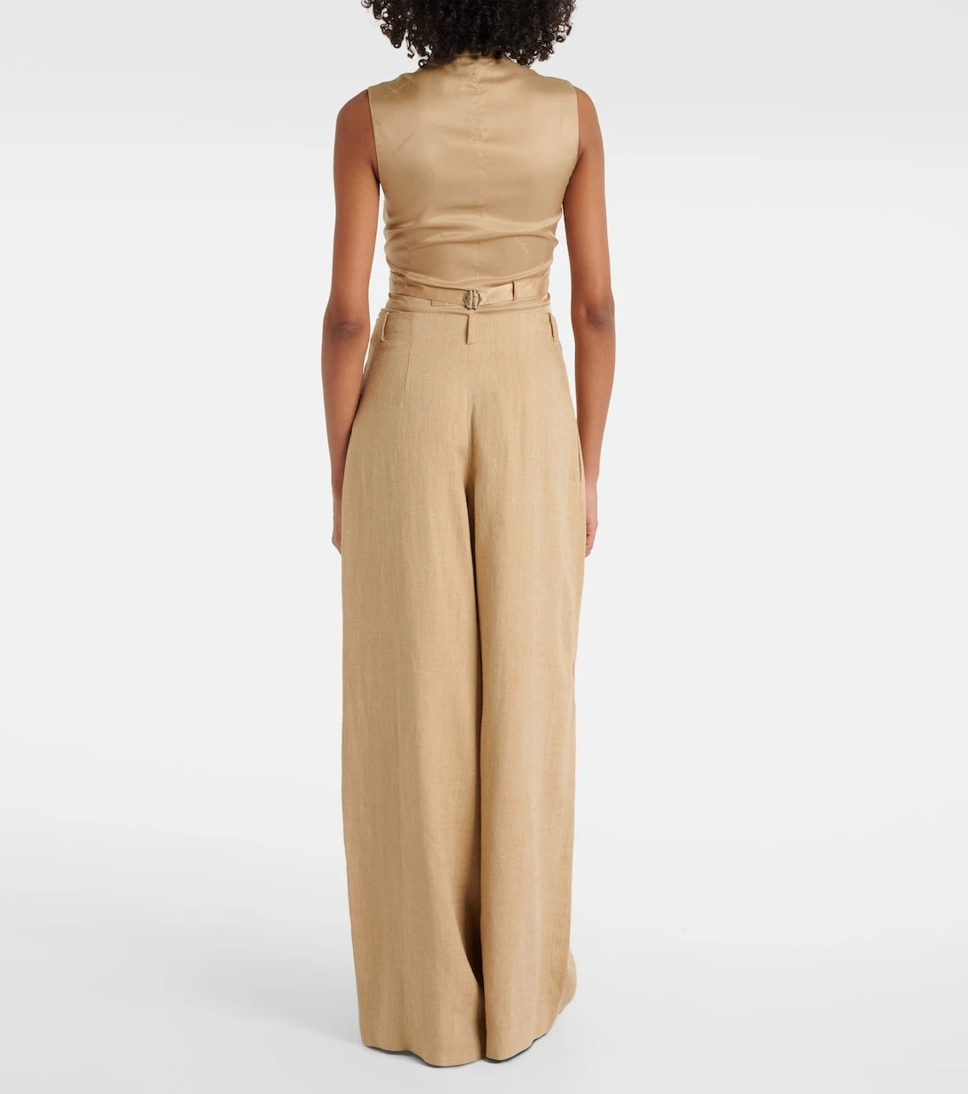 Ralph Lauren Collection - بنطلون Greer بقصة أرجل واسعة من الحرير والكتان
