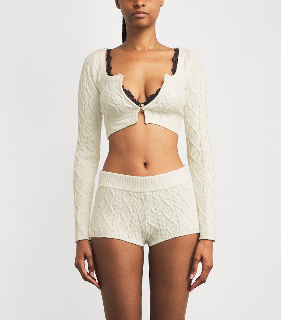 Ivory Cable-Knit Shorts