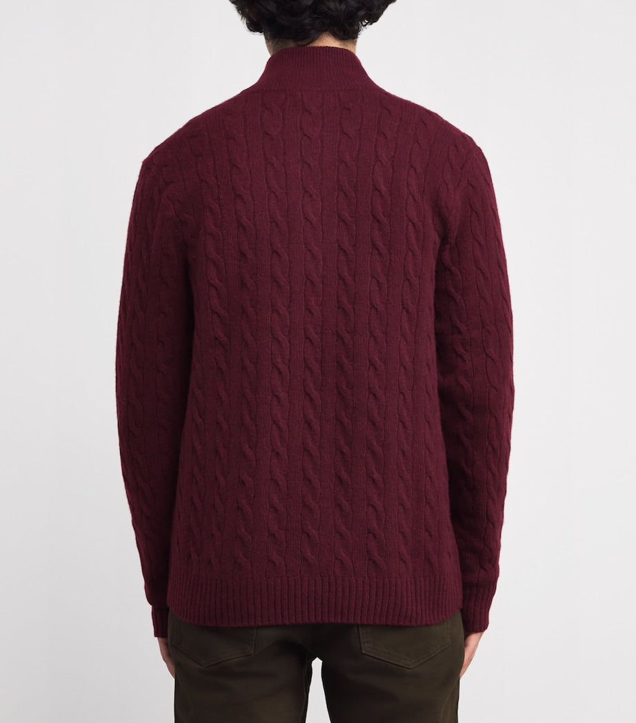 Polo Ralph Lauren Burgundy Wool-Cashmere Quarter-Zip Sweater