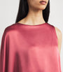 Pink Satin Asymmetric Gown