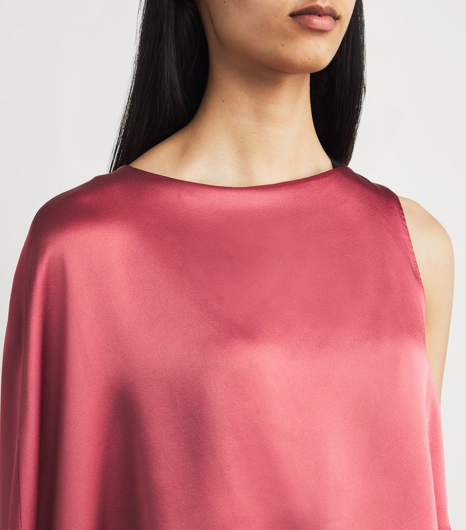 Pink Satin Asymmetric Gown