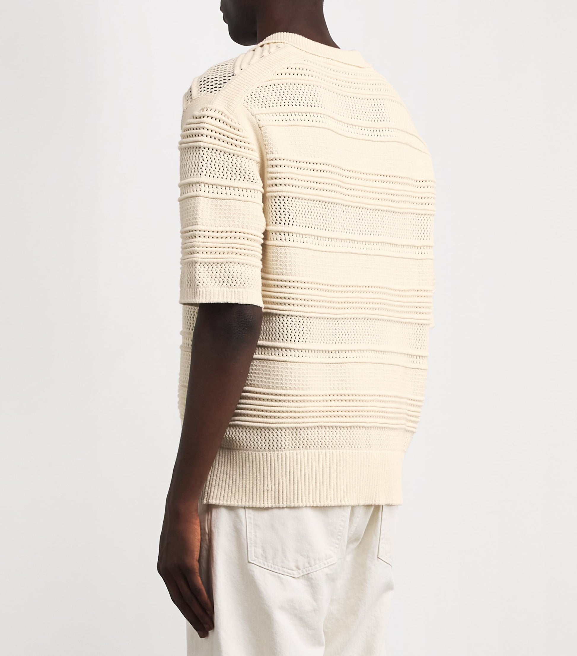 Cotton-Blend Crochet Polo Shirt