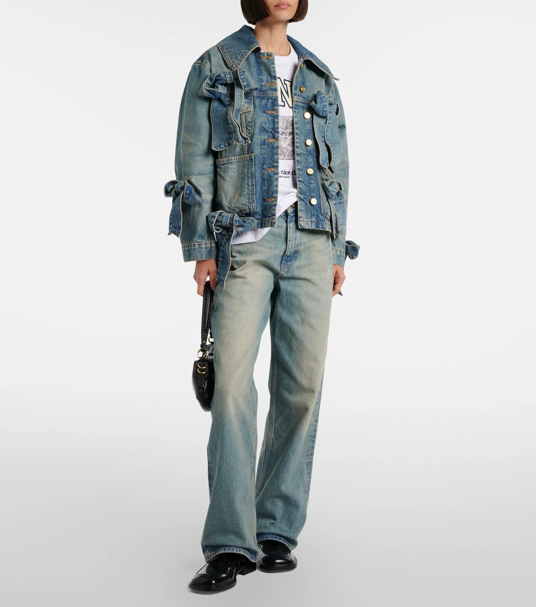 Ganni - Bow-detail denim jacket