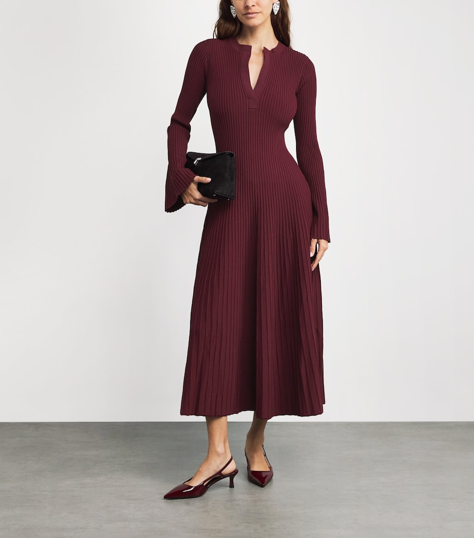 Simkhai Red Ribbed Genna Midi Dress