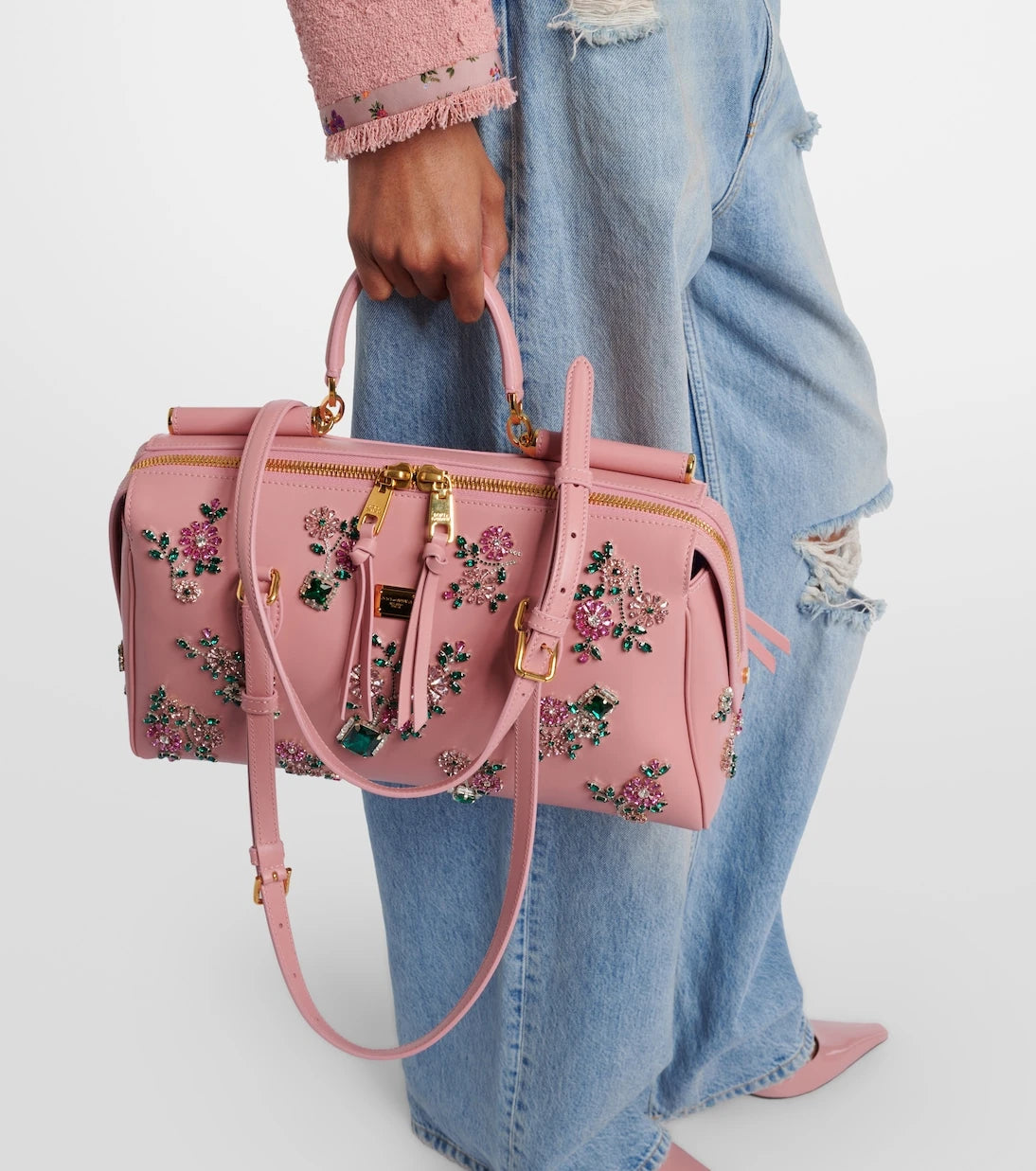 Dolce&Gabbana - Vittoria Large embellished leather tote bag