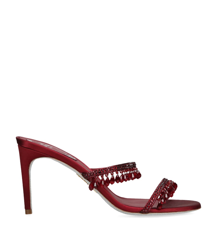 René Caovilla Burgundy Satin Chandelier Mules 80