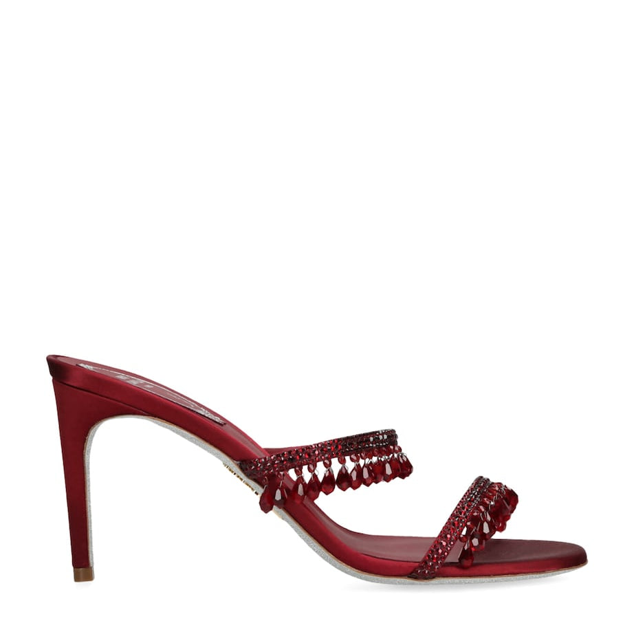 René Caovilla Burgundy Satin Chandelier Mules 80