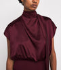 ESSE Studios Burgundy Silk Cowl-Neck Top