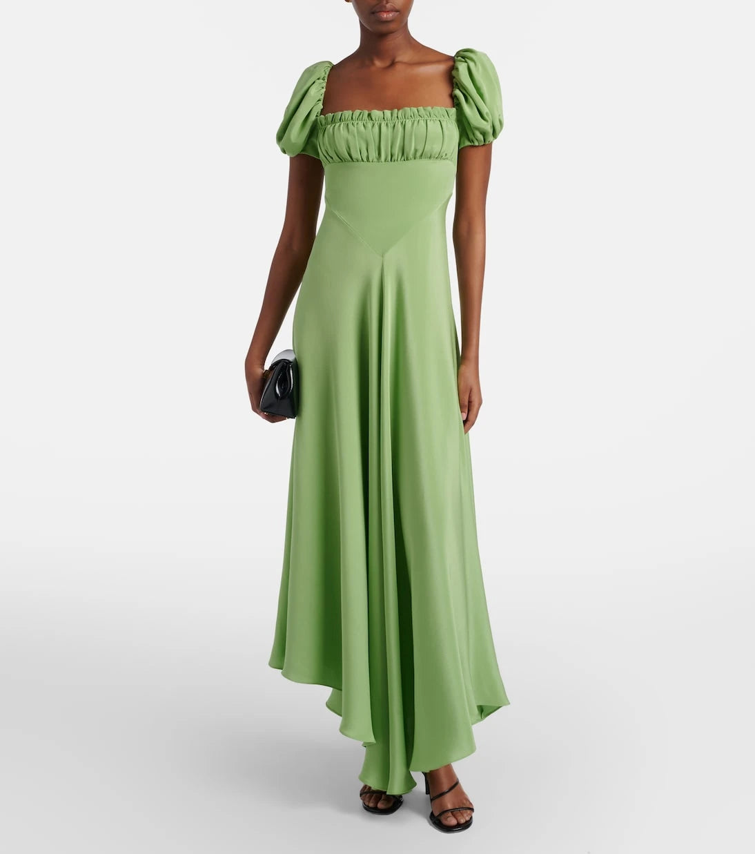 Rodarte - Puff-sleeve silk crêpe maxi dress