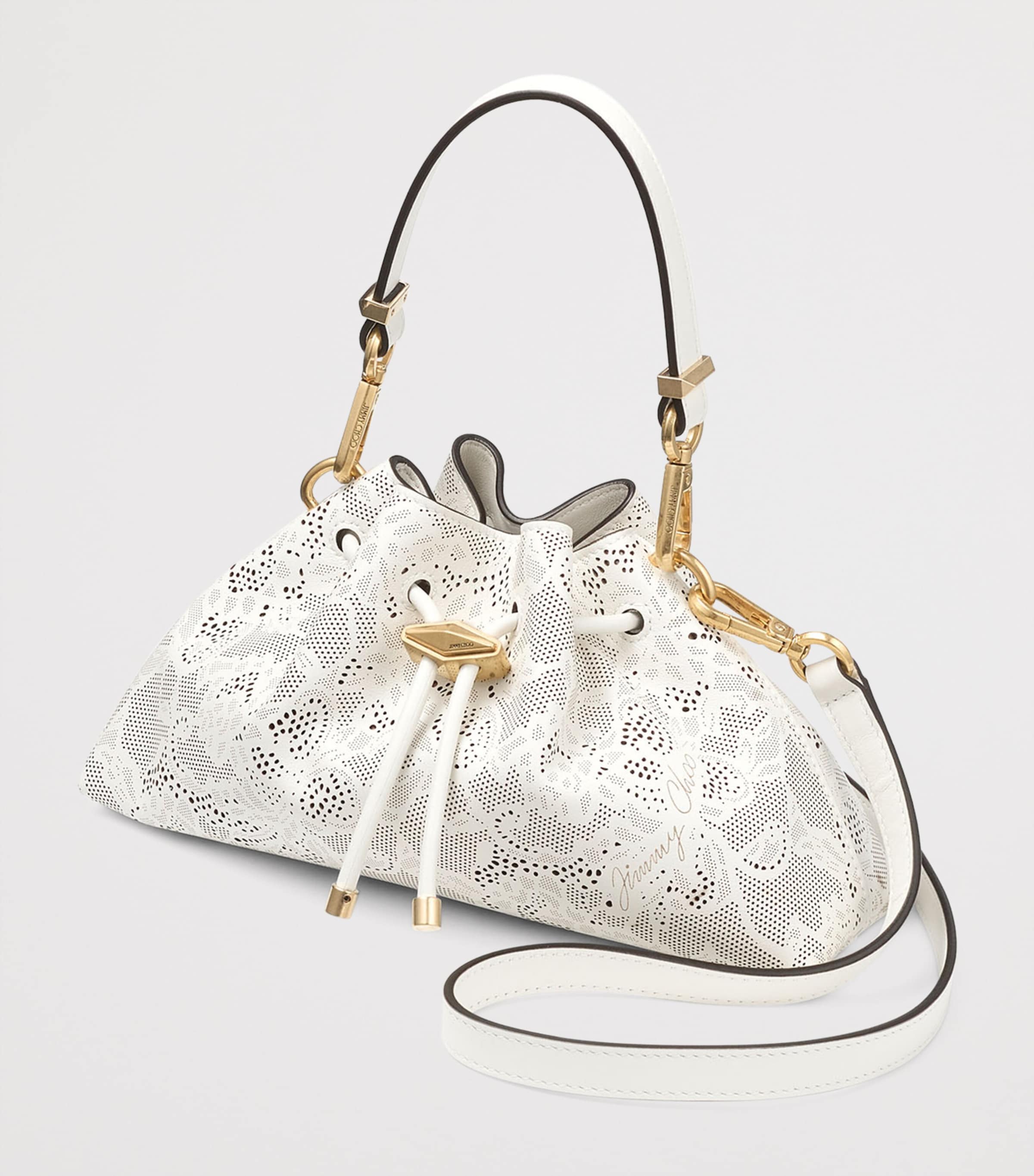 Jimmy Choo Small Perforated Leather Cinch Shoulder Bag