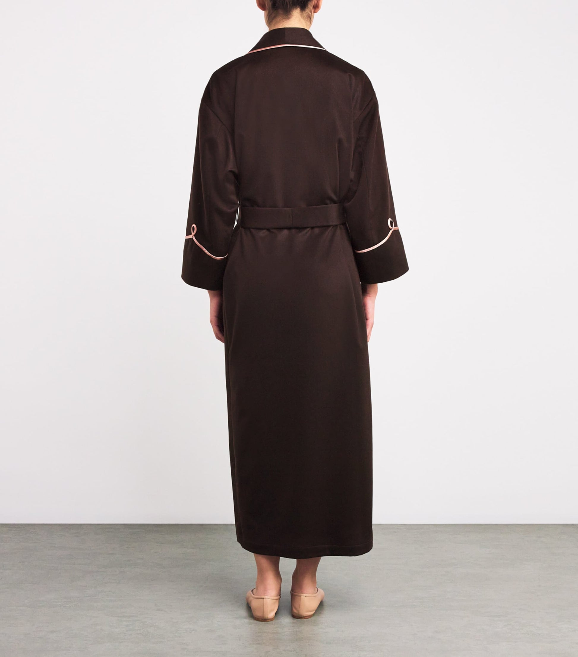 Daniel Hanson Brown Cashmere Silk-Lined Robe
