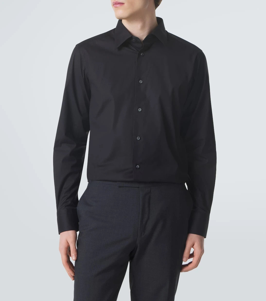 Zegna - قميص بوبلين من مزيج القطن