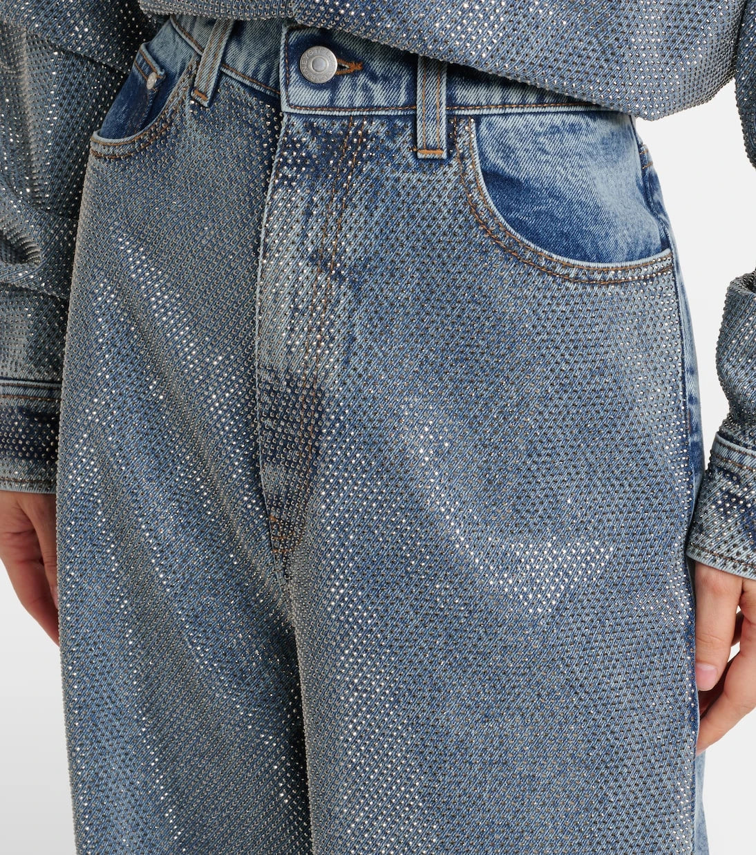 Stella McCartney - Crystal-embellished wide-leg jeans