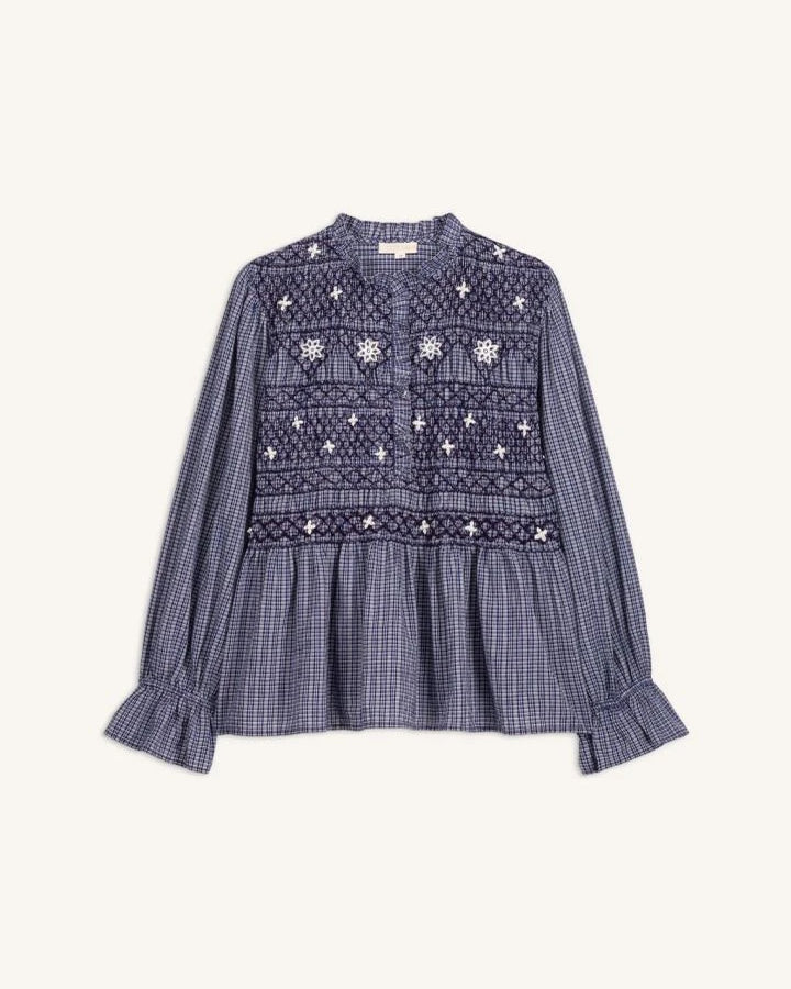 Louise Misha - Ileana Organic Cotton Blouse | Indigo