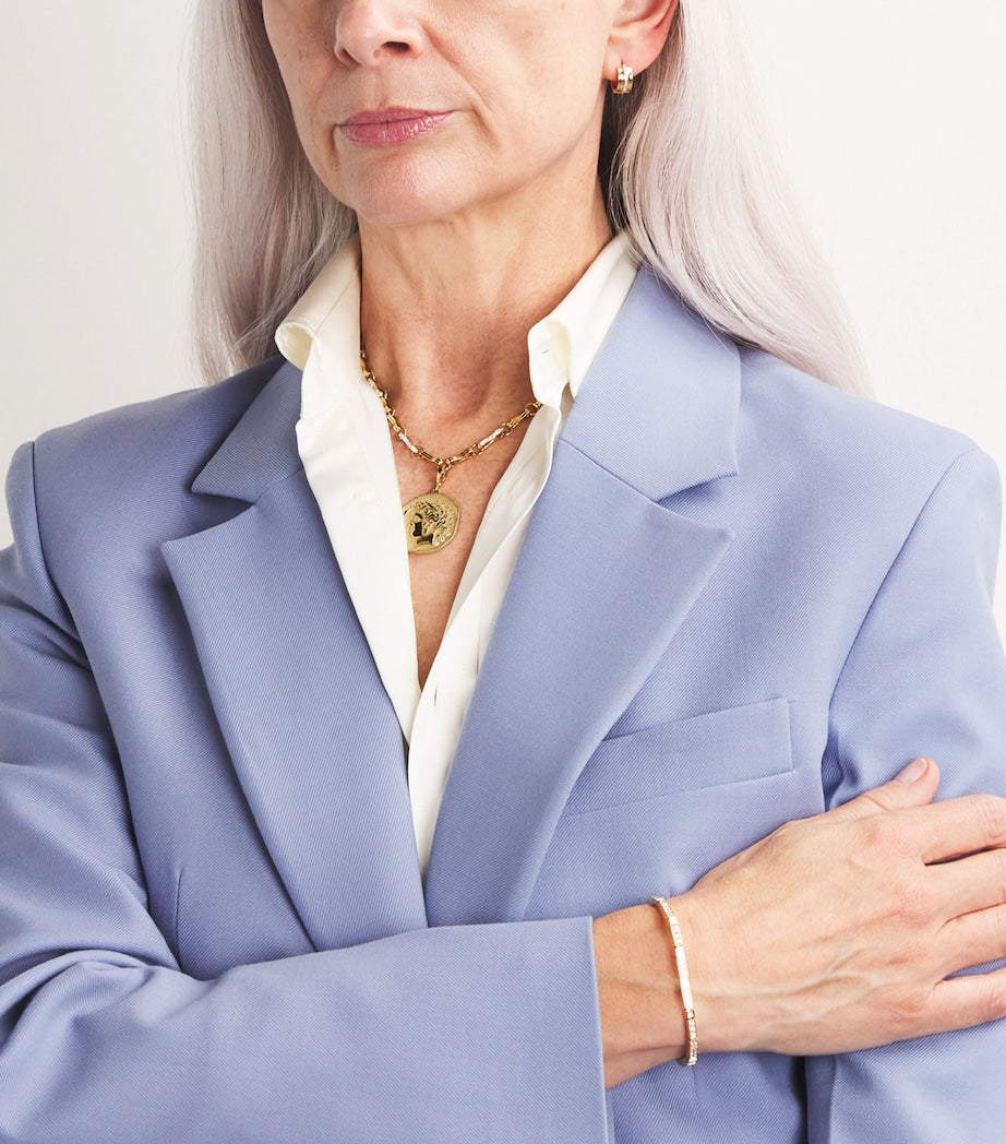 Azlee Large Yellow Gold and Diamond Goddess Coin Charm