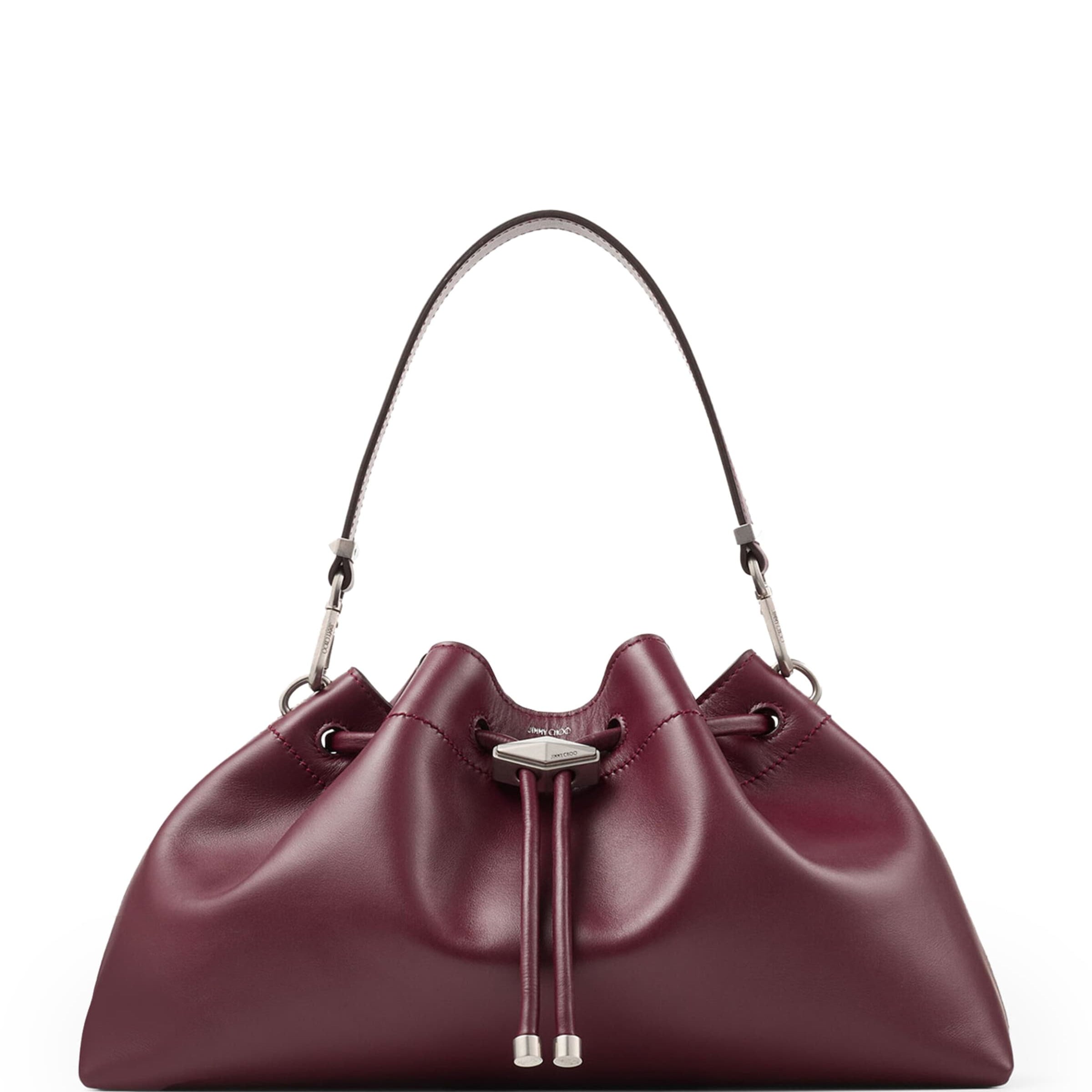 Red Medium Leather Cinch Bucket Bag