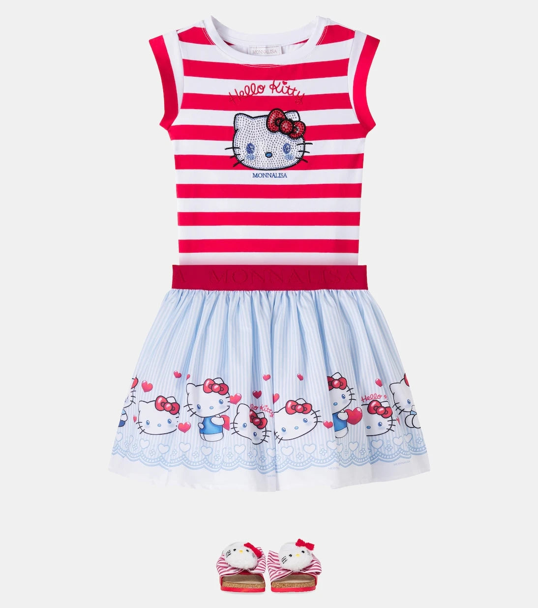 Monnalisa - x Hello Kitty striped cotton-blend T-shirt