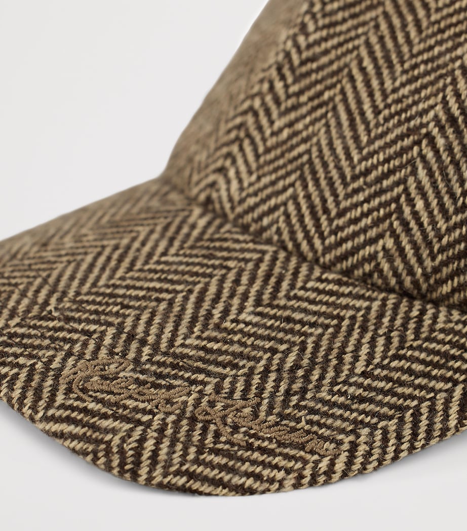 Ralph Lauren Collection Beige Cashmere-Silk Herringbone Tweed Cap