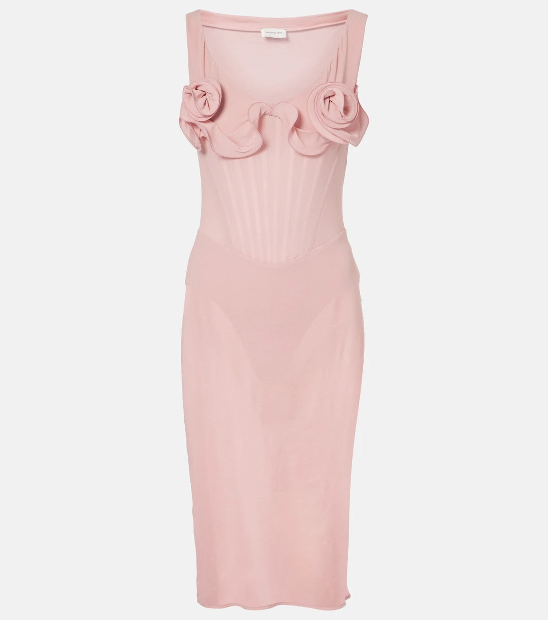 Magda Butrym - Floral-appliqué silk-blend bustier dress