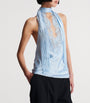Blue Silk Backless Top